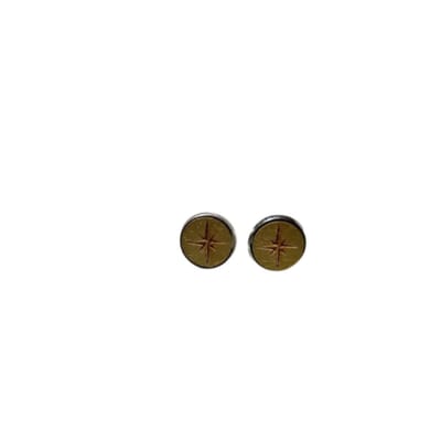 2 Love is Kerst Ster Gold - Oorknopjes - 12 mm doorsnee - Stainless steel - Hout