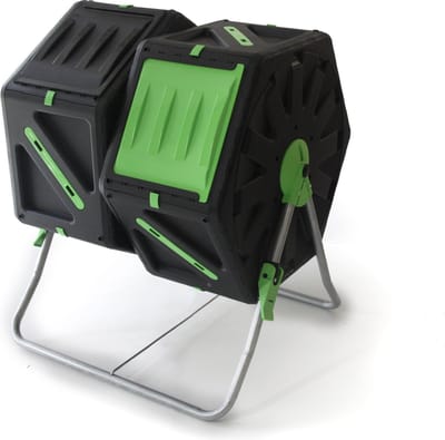 PALMAT® Professionele Dubbele Compostmolen – Composter - Molen – Tuin en Huisafval – 2x 70 Liter – Groen/Geel