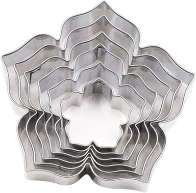 6-stuks Vorm van roestvrijstalen fondantbloemen voor morning glory - roestvrijstalen vorm voor het uitsteken van suikerbloemen van morning glory - koekjesvormenset - keukengereedschap voor het bakken van koekjes en gebak - zilverkleurig