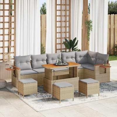 vidaXL - Tuinbank - Set - 12 - st - 8-Aantal - zitplaatsen - Beige - en - Lichtgrijs