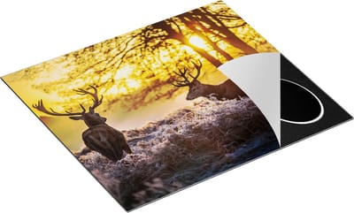 Chefcare Inductie Beschermer Twee Herten tijdens de Zonsondergang - 60x50 cm - Afdekplaat Inductie - Kookplaat Beschermer - Inductie Mat