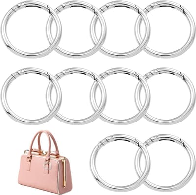 Set van 10 Ronde Carabiners van 48mm - Grote Multifunctionele Haak voor Tassen, Sleutels en DIY Creaties, Zilver (Draaddiameter 5.5mm)
