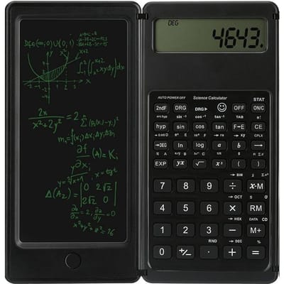 Draagbare rekenmachine LCD-scherm Schrijftablet Opvouwbare wetenschappelijke rekenmachine Tablet Digitaal tekenblok met styluspen zwart