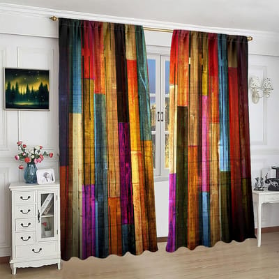 2 pièces de rideau de fenêtre à rayures carreaux colorés vintage - matériau polyester - convient pour chambre à coucher, salon, bureau an 52inchx84inchx2Pcs