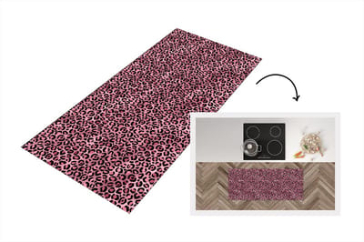Keukenloper - Loper keuken - Panter - Roze - Dierenprint - Patronen - 120x50 cm - Keukenloper vinyl