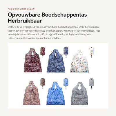 Dailygoods- Boodschappentas Opvouwbaar - 6 Stuks - Grote Capaciteit - Herbruikbaar - Waterdicht - Milieuvriendelijk - 190T Polyester - Herbruikbare Tas