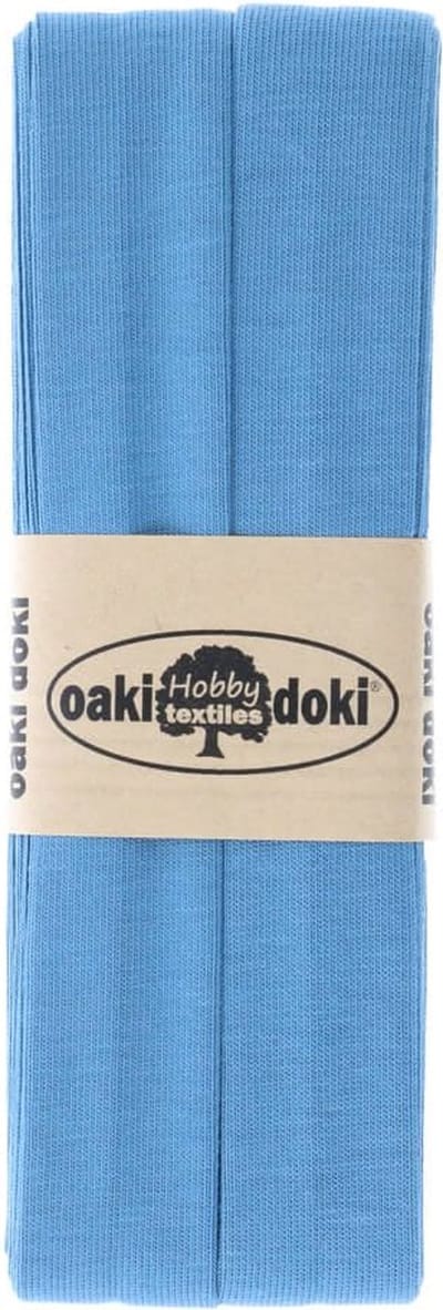 Oaki Doki Jersey Tricot Biaisband 20mm – 3 Meter – Kleur 104 Aquablauw – Elastisch Afwerkband voor Naaiprojecten