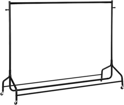 Metalen kledingrek met wielen en planken, multifunctioneel kledingrek voor binnen en buiten, ideaal voor jassen en accessoires