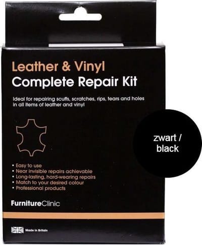 Compleet Lederen Reparatie Set - Kleur: Zwart / Black - Kleine Beschadigingen Herstellen - Leer en Lederwaar - Complete Leather Repair Kit