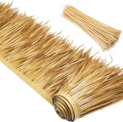 Palm Wicker Roll Palm Wicker Runner Roll Mexican Style Straw Roof Wicker Panels Tiki Hut Palapa Thatched Roofs Duck Blind Grass for Tiki Bar Hut Garden Patio Umbrella Covers Fence Party (5m)