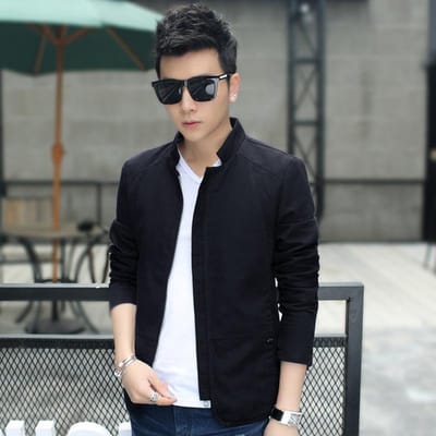Lente en Herfst Puur Katoenen Jas Slim Heren Koreaanse Stijl Effen Kleur Gewassen Jas Opstaande Kraag Jas Baseball Kraag Nieuwe Jas 5XL gray
