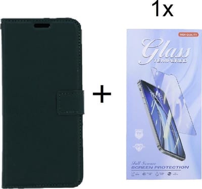 Bookcase Geschikt voor: Sony Xperia 5 III - Groen - portemonee hoesje met 1 stuk Glas Screen protector