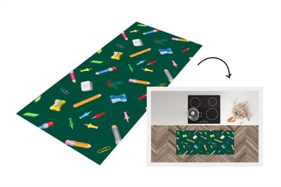 Keukenloper - Loper keuken - Kantoor - Patronen - Potloden - 120x50 cm - Keukenloper vinyl