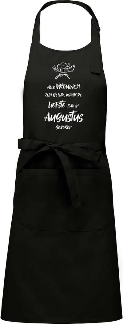 Mijncadeautje - Luxe schort - zwart - Alle vrouwen zijn gelijk - augustus