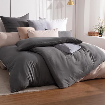 Famanu – Dekbedovertrekset 135 x 200 cm 4-delig microvezel kreukvrij antraciet