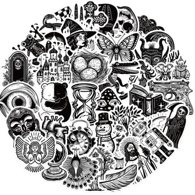 50 PCS Autocollants Gothiques Noir et Blanc Art Vintage Classique Valise Scrapbook Casque Ordinateur Portable Imperméable Cadeau Jouets Cool Décalcomanie