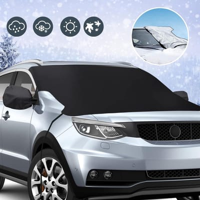Famanu – Auto Voorruit Zonneschermen - Auto Zonnescherm - Voorruit Shades Block UV Ray Zonneklep Protector - Waterdichte Zonnescherm Cover met Zijspiegels Cover voor Auto Groot of Klein