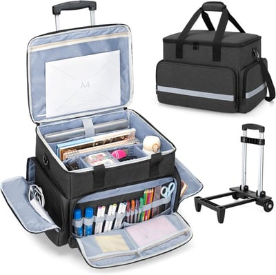Roller Tas - Laptoptas met Wielen - Lesgeven en Kantoor - Gewatteerde Laptophoes - 39 x 29.5 x 29 cm