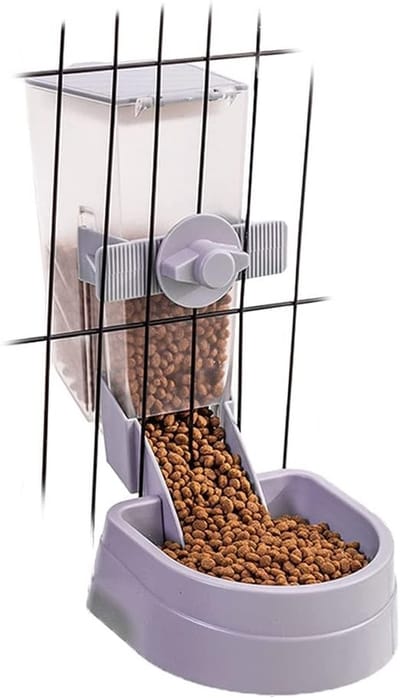 Automatische Voederbak voor Konijnen en Kleine Dieren - 1L Voederdispenser met Deksel voor Cavia's, Chinchilla's en Fretten