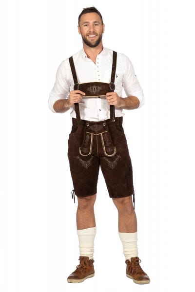Wilbers & Wilbers - Boeren Tirol & Oktoberfest Kostuum - Bierfeest Lederhosen Duitse Dorstige Dieter Man - Zwart - Maat 52 - Bierfeest - Verkleedkleding
