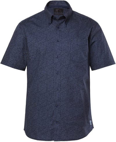 JP 1880 - Heren - overhemd korte mouwen all-over print buttondown-kraag tot 8XL - Navy blauw - Maat L