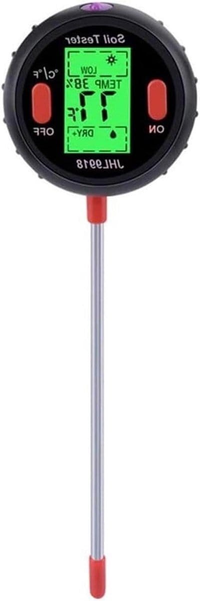 Bodem Test Meter - Bodemvocht PH Tester - Planten Verzorgen - 5 In 1 Functies - 290 mm Sonde - Zwart