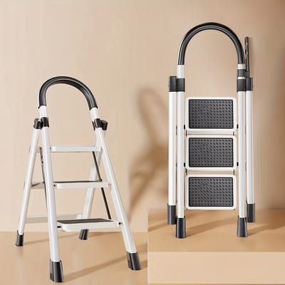 Opstap trapje-Ladder-Opvouwbare Trap-Roestvrijstalen -Anti-Slip Pedalen-Duurzaam en Compact-Makkelijk mee te Nemen-Geschikt voor Thuis, Kantoor, Slaapkamer, Keuken en Tuin.