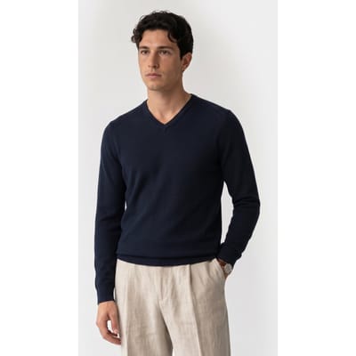Brooks Brothers V-neck Organic Cotton Navy Size: S | Sweaters Outlet | Heren | Blauw