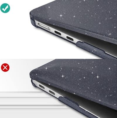 Glitter Cover - Geschikt voor MacBook Air 13,6 inch - Case - Hardcase - A2681 M2 (2022) - Glitters Zwart