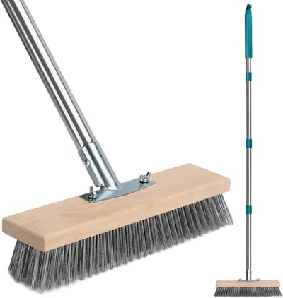 Stevige Vloerschrobber met Lange Steel (134 cm) - Ideaal voor Beton, Terras en Buitenreiniging