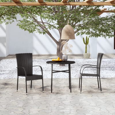 vidaXL - 3-delige - Tuinset - poly - rattan - zwart