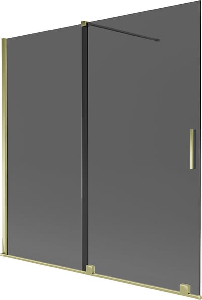 Mexen Velar badwand 2-delig schuifbaar 160 x 150 , grafiet, goud - 896-160-000-41-50