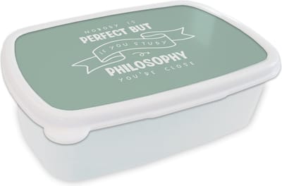 Broodtrommel Wit - Lunchbox - Brooddoos - Quote - Filosofie - Studeren - 18x12x6 cm - Volwassenen