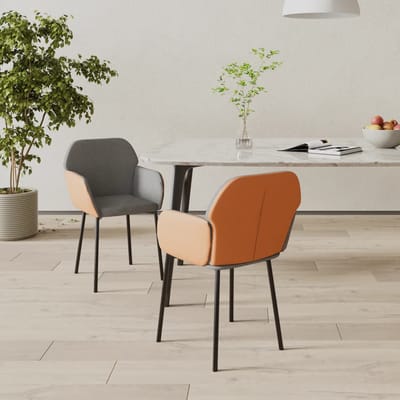 vidaXL - Eetkamerstoelen - 2 - st - stof - en - kunstleer - lichtgrijs