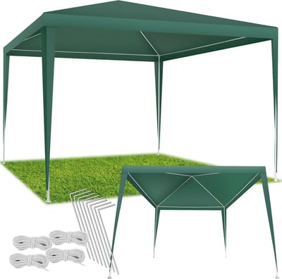 tectake® Paviljoen Farah - Open Partytent 3x3 m - Groen - Zonder Zijpanelen - UV en Waterbestendige Tuinpaviljoen - Inclusief Spanlijnen en Haringen - Overkapping