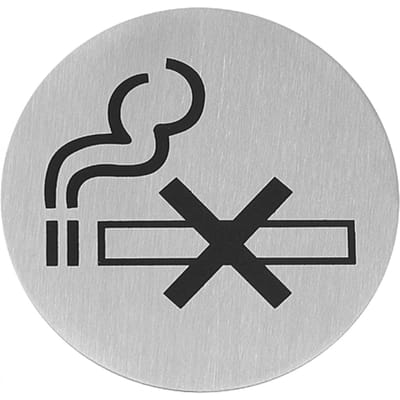 Panneau d'information AUTOCOLLANT INTERDICTION DE FUMER, acier inoxydable, diamètre 75 mm, Hendi 663639