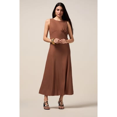 Oltre Fluid Long Dress With Draping Brown Size: 46 | Maxi Dresses Outlet | Dames | Bruin