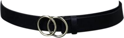 Modieuze Vrouwen Riem - Ceintuur - Zwart, Dubbele ring gesp - Goud, Band, Leer, Ceintuur, Jurk Accessoire, Broek Accessoire, Broekriem, Kledingriem