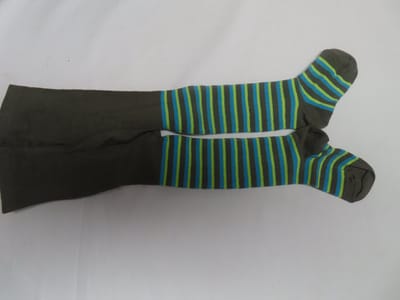 Maillot - Collant - kousenbroek - kaki - streepje - 9/12 maand