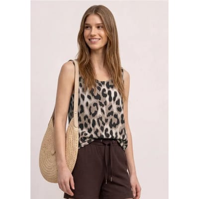 Top met V-hals en elastische zoom