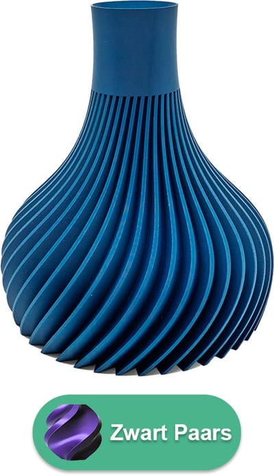 Virella moderne vaas – Decoratieve vaas - Zwart / Paars - 3d geprinte vaas – geschikt voor droogbloemen - 20CM