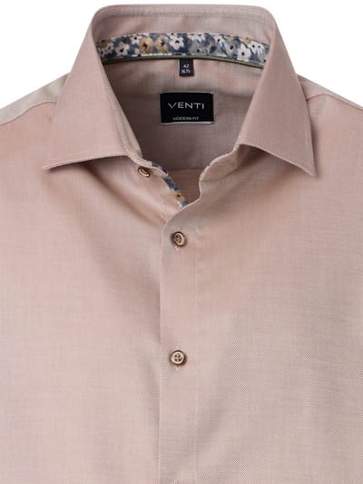 Beige Venti Overhemd Kent Kraag Met Motief Modern Fit - XXL