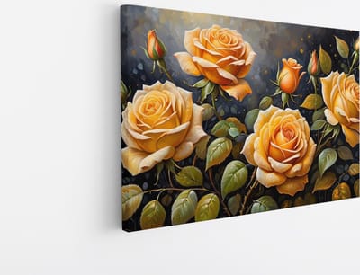 Saammp Canvas Schilderij - Bloemen - Zwart - Oranje - Abstract - 30x20 - Foto op canvas - Wanddecoratie - Muurdecoratie Woonkamer - Kantoor Decoratie