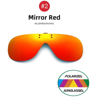 VIVIBEE Gepolariseerde Flip-Up Clip-On Zonnebril voor Brillen Mannen Oversized Rijden UV400 Spiegel Rood Vissen Nachtzicht Bril With Plastic Case red