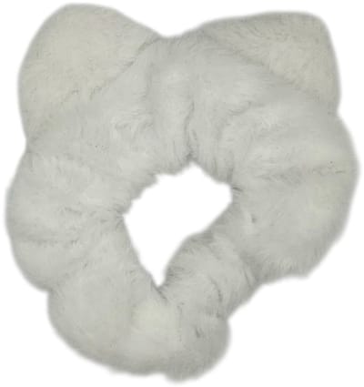 Scrunchie - elastiek - zachte furry stof - met oortjes - wit