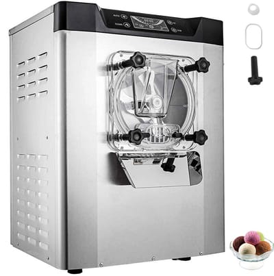 Commerciële ijsmachine - Harde roomijsmachine - Capaciteit 16–20 L/uur - Vermogen 1400 W - Intelligent LCD-scherm - Meerdere smaken - Voor snackbar en restaurant - Zilver