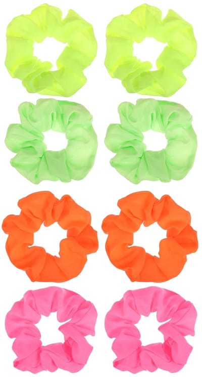 Dailygoods - 8 stuks neon scrunchies voor haar, elastische paardenstaart, haarbanden, jaren 80, zacht haar, scrunchy, effen kleuren, dikke banden, haaraccessoires voor vrouwen, meisjes, festival, Kerstmis,