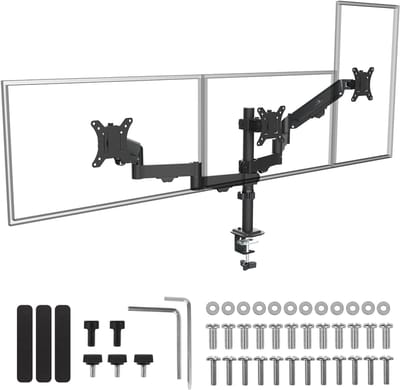 Maclean MC-137 - Monitorhouder - Houder voor 3 monitoren - 17-27'' - tot 8kg - Gasveren - Zwart