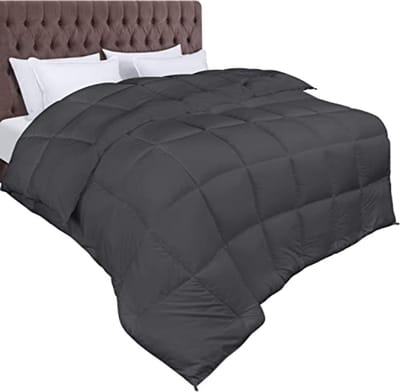 Microvezel Dekbed 240x260 cm - 370 GSM Winterdekbed met Hoeklabels - Grijs - Gestikte Boxnaden - Machinewasbaar