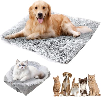 Famanu – 2-in-1 pluizig kattenkussen 61 cm x 51 cm huisdierbed -zacht kattenbed met afneembaar kussen -huisdierbed -hondenbed -kattendeken voor katten